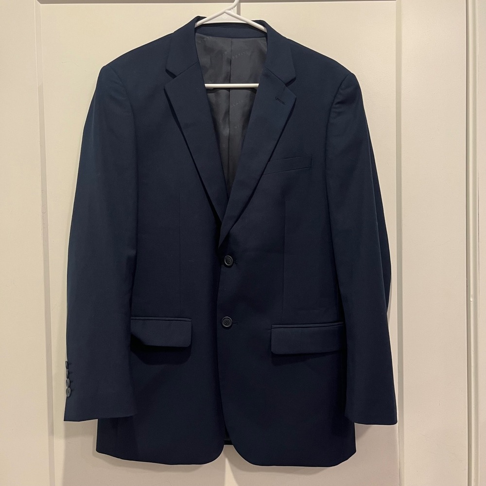 Alain Dupetit Mens Navy Blue 2-Button Suit Jacket Blazer 38R AD-24106